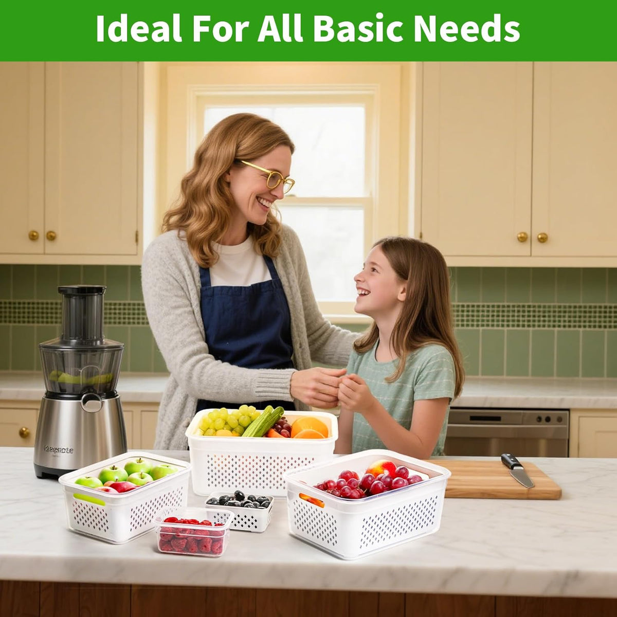 Airtight Fruit Storage Containers for Fridge With Colanders