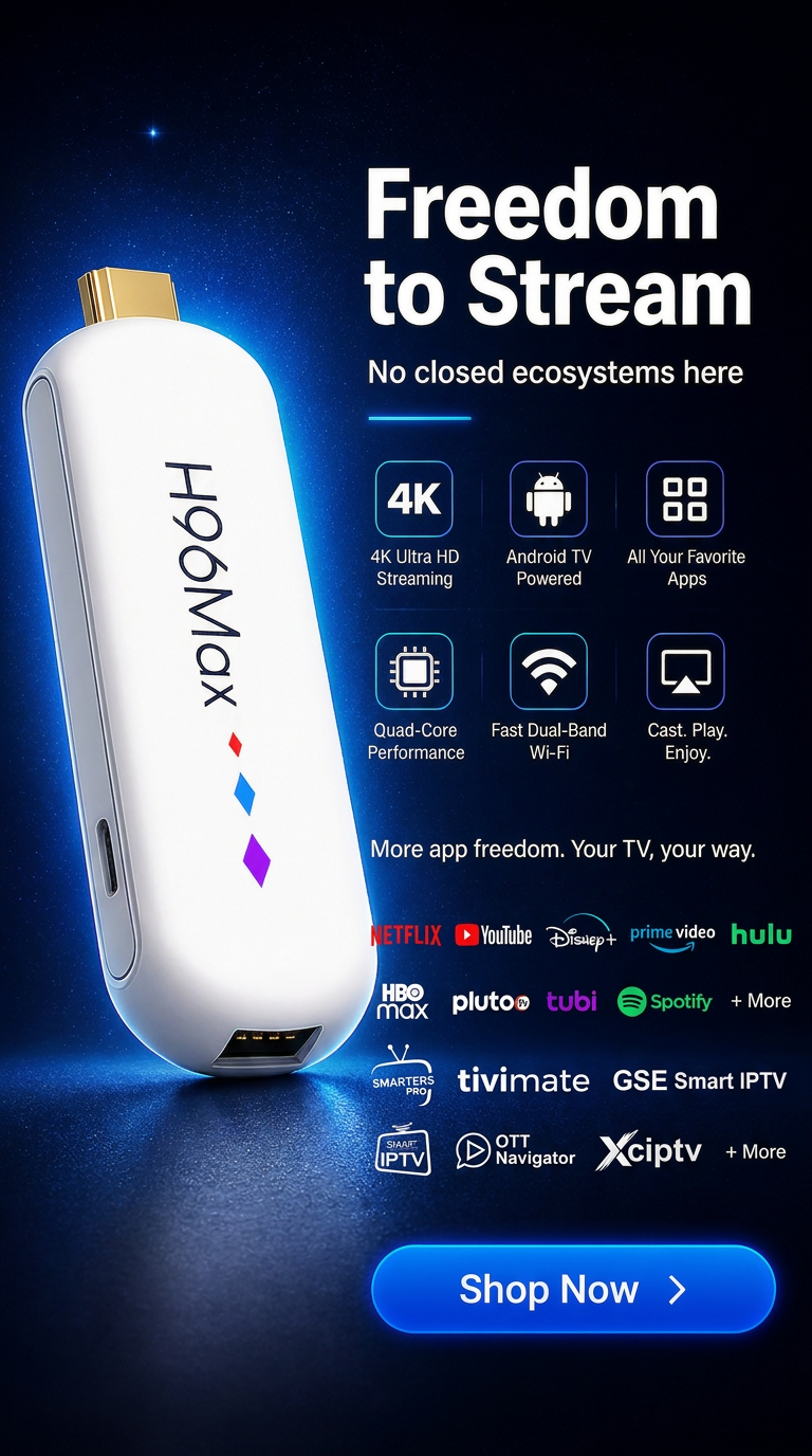 Android TV Stick 4K Media Player – WiFi & Voice Remote