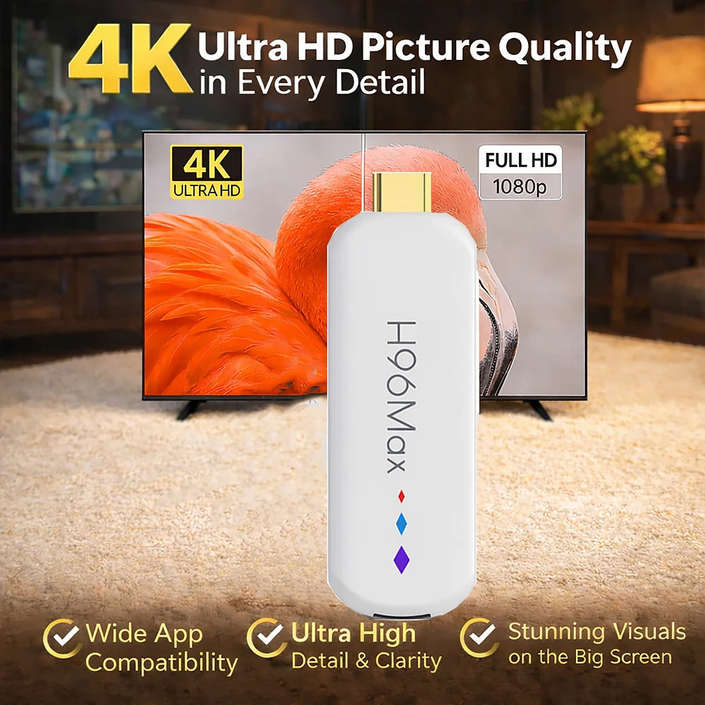 Android TV Stick 4K Media Player – WiFi & Voice Remote
