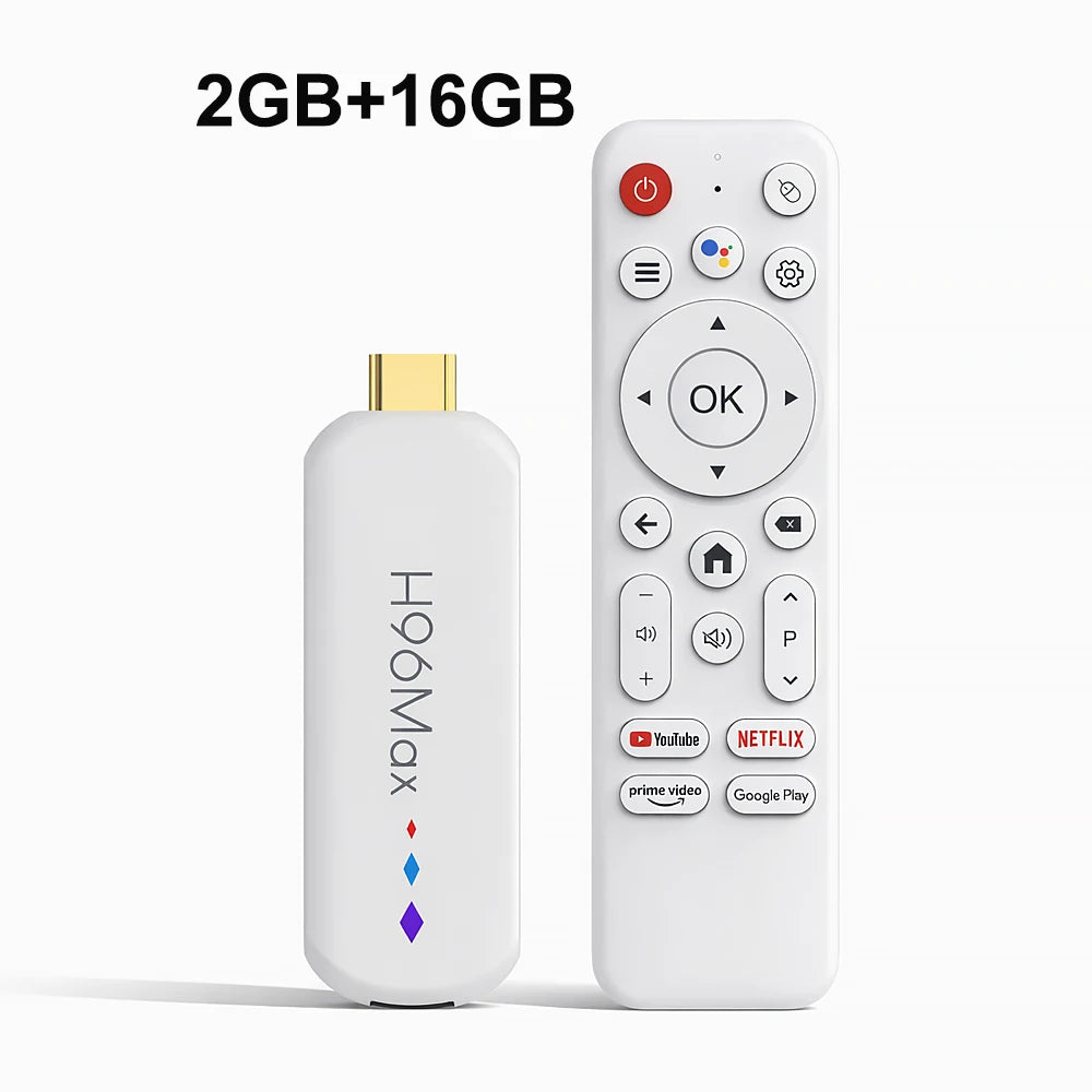 2GB 16GB Color Android TV Stick 4K Media Player – WiFi & Voice Remote